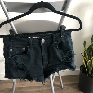 Black American Eagle Distressed Jean Shorts